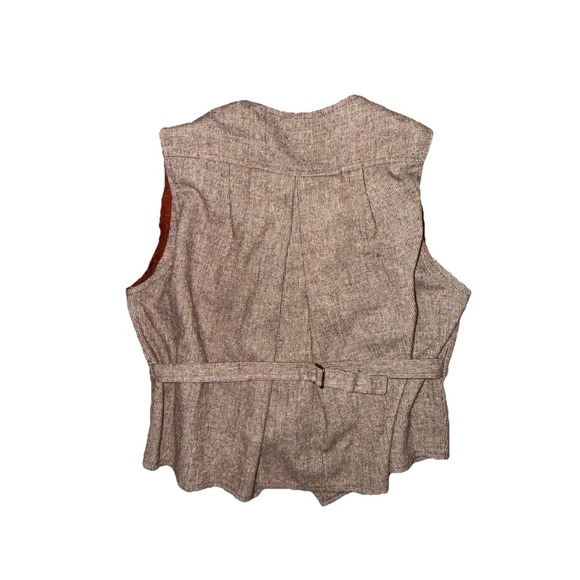 College Town Tan Tweed Waist Cinch Hippy Vest Women's Size S/M Boho VTG 1970s - Picture 3 of 5